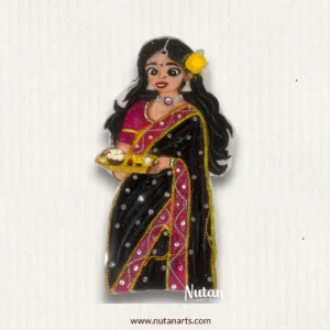 Black saree Full lady with tilgul Thali