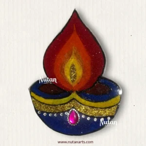 Handmade Diya Shape Ready-made Rangoli Mat with Glitter for Diwali