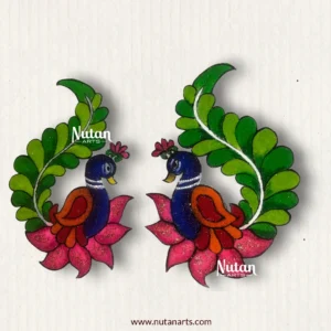 Readymade Peacock Pair on Pink Flowers Rangoli Mats