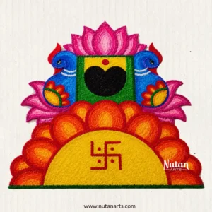 Royal Peacock & Swastik Woolen Rangoli Backdrop Mat