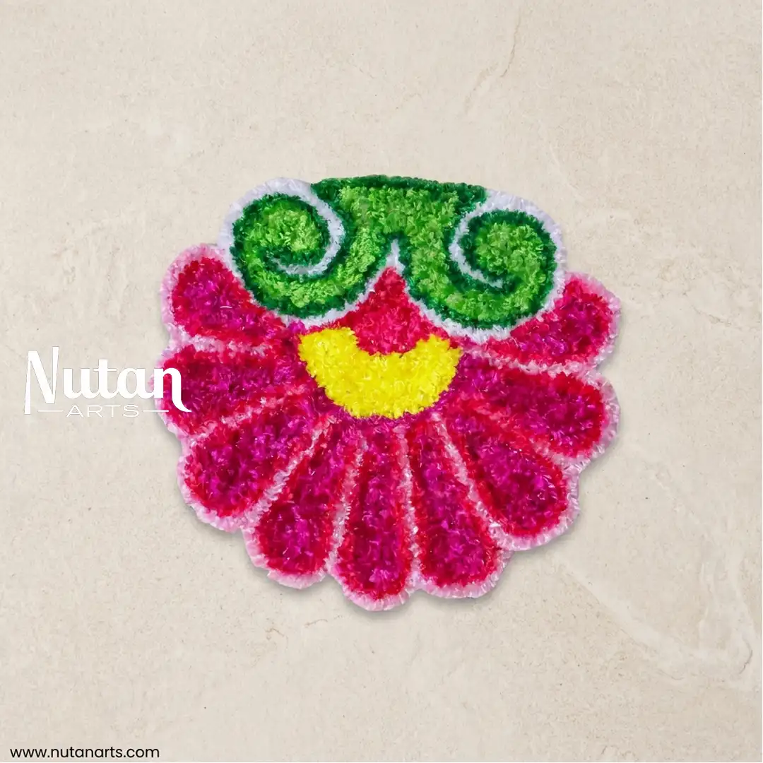 handmade floral woolen rangoli mat 12x11 inch