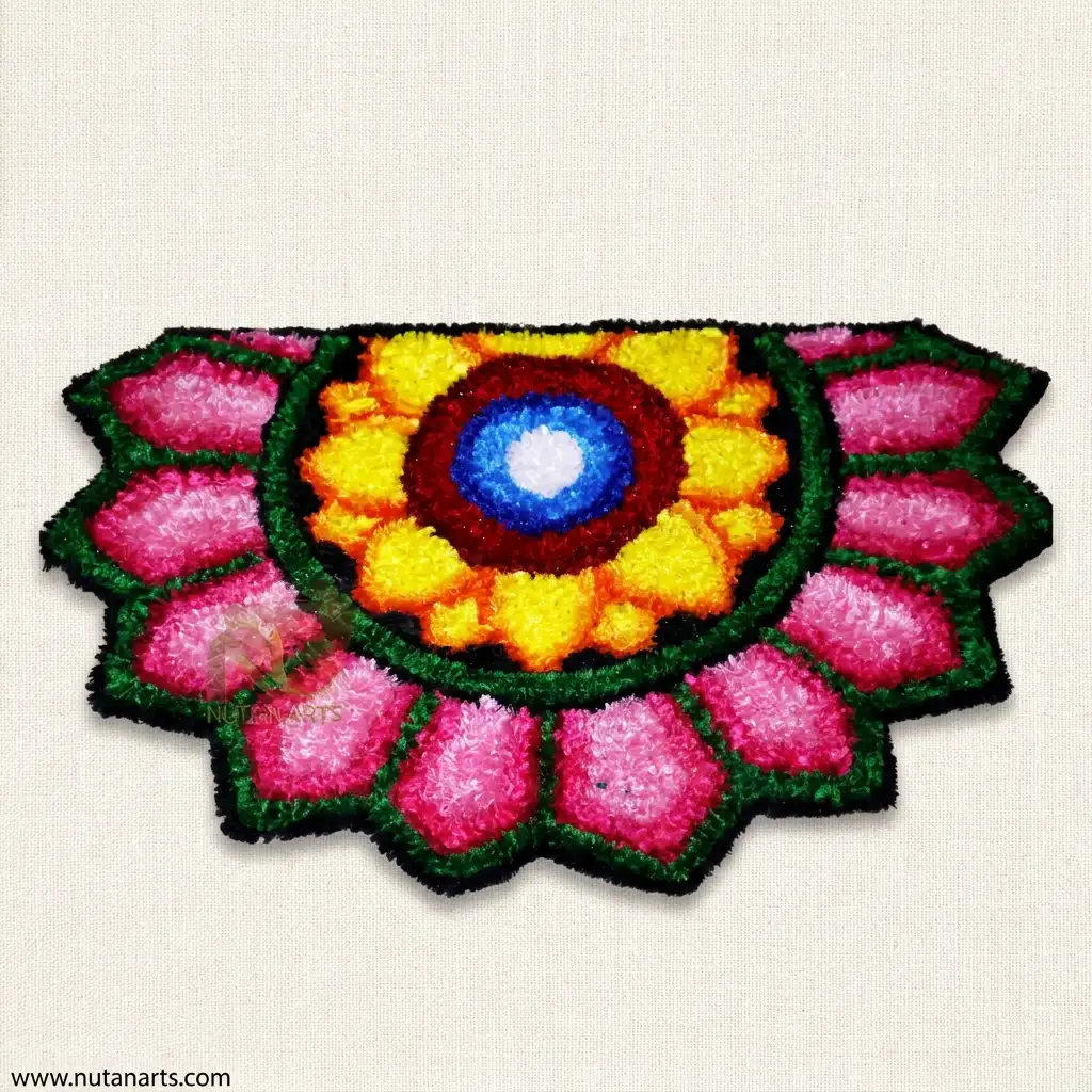 Handmade Woolen Floral Rangoli Mat